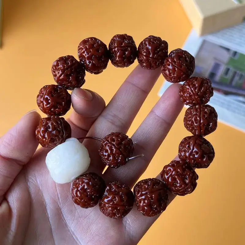Rudraksha Bracelet Red Toad Back Yellow Center