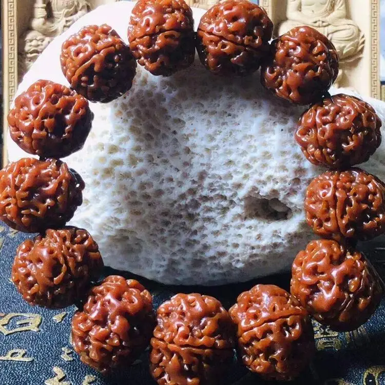 Rudraksha Bracelet Red Yellow Buddhist Design