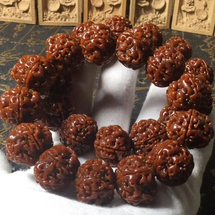 Rudraksha Bracelet Red Yellow Buddhist Design