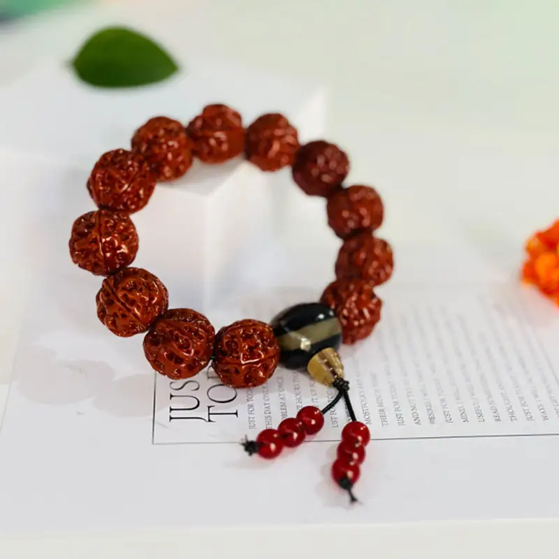 Rudraksha Bracelet Red Yellow Beads for Men Women