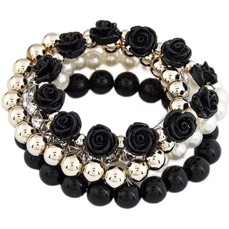 Multi Layer Mint Green Rose Bracelet Set for Women
