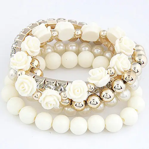 Multi Layer Mint Green Rose Bracelet Set for Women