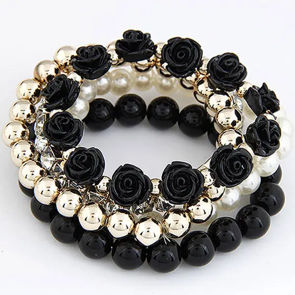 Multi Layer Mint Green Rose Bracelet Set for Women