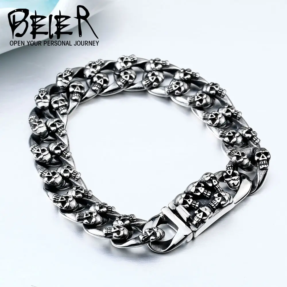 Skull Bracelet Titanium Steel Men Daily Wear