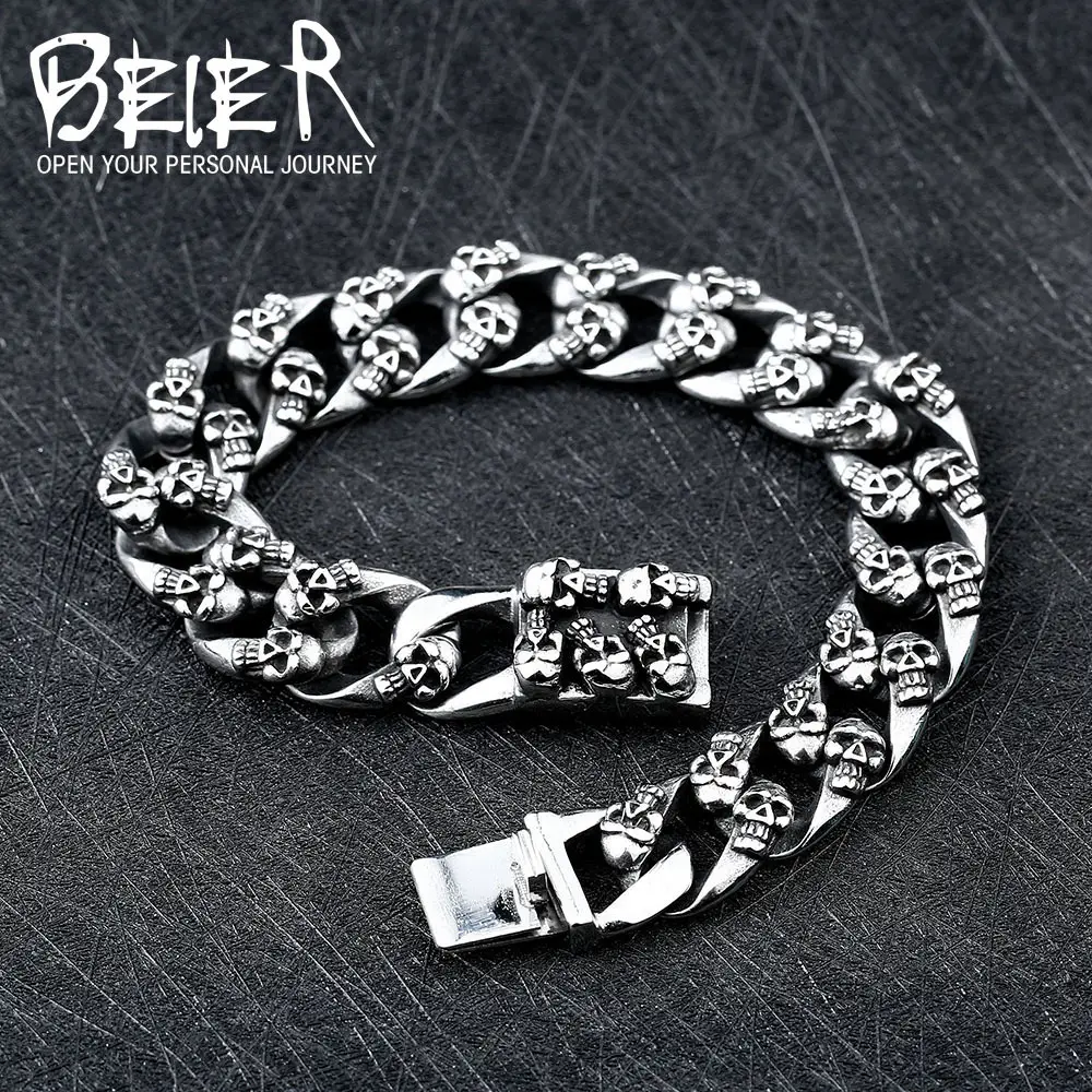 Skull Bracelet Titanium Steel Men Daily Wear