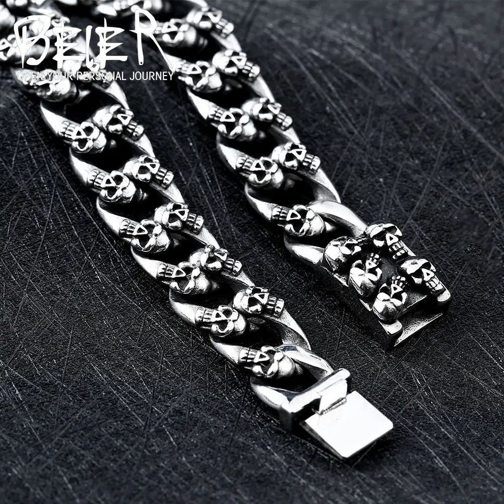 Skull Bracelet Titanium Steel Men Daily Wear