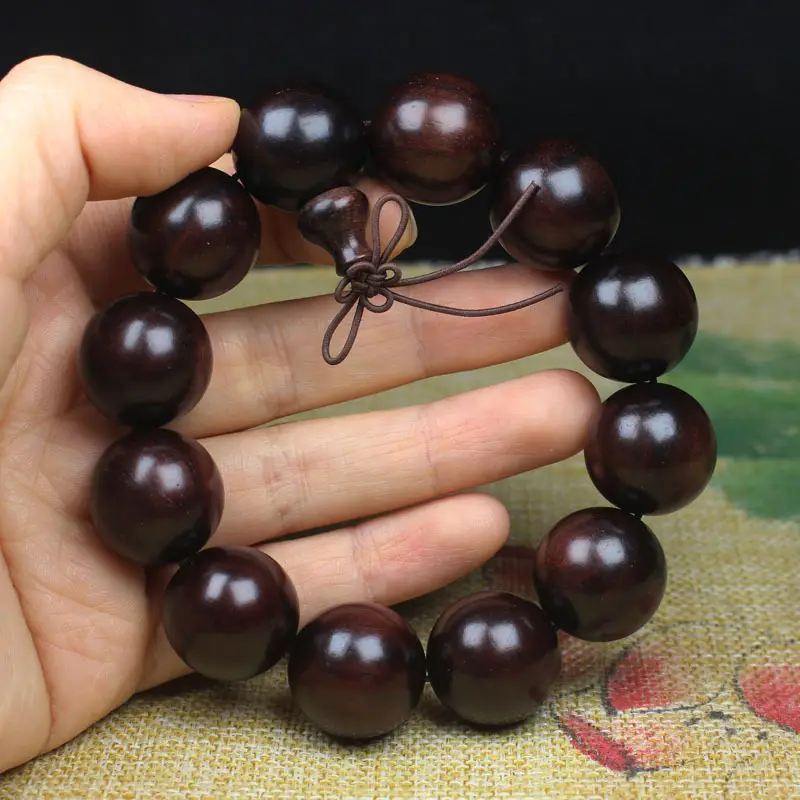 Large Leaf Sandalwood Bracelet Brown Modern Design