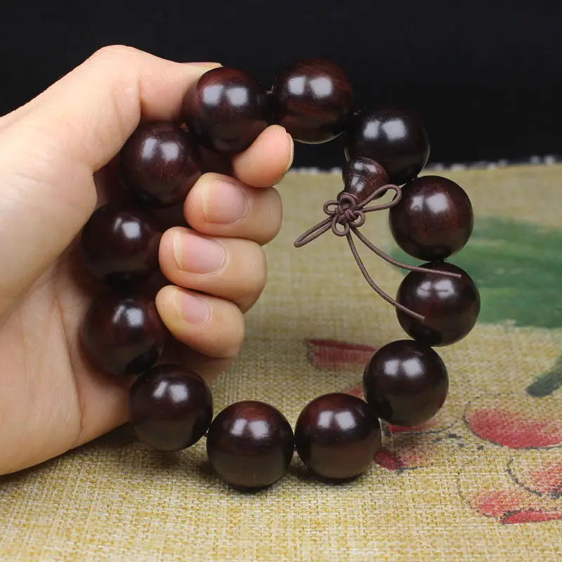 Large Leaf Sandalwood Bracelet Brown Modern Design