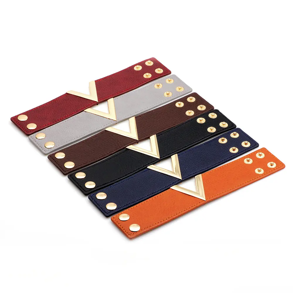 Red PU Leather V-Buckle Bracelet for Women