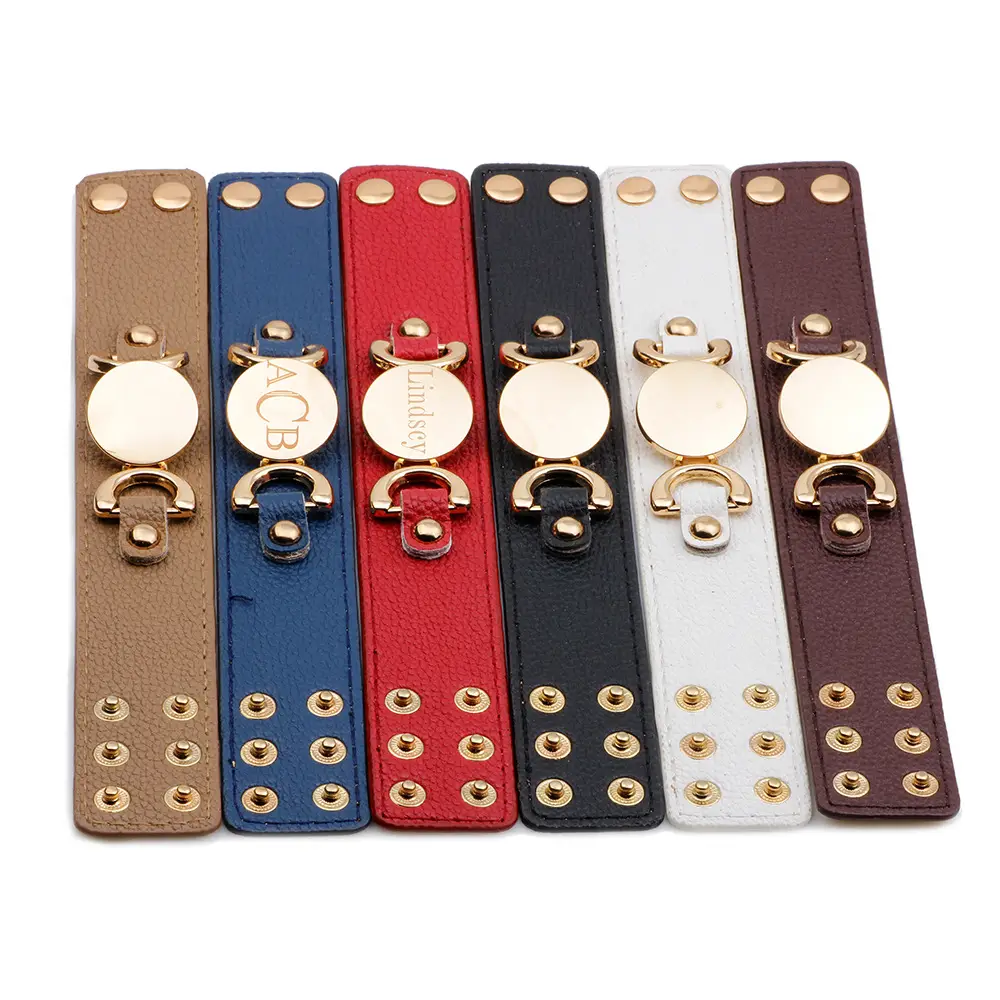 Wide Rose Gold PU Leather Bracelet for Women