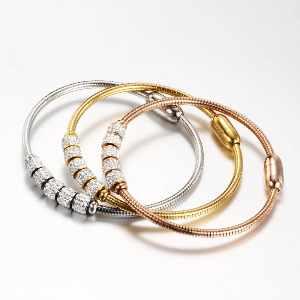 18K Gold Plated Crystal Buckle Bracelet for Women