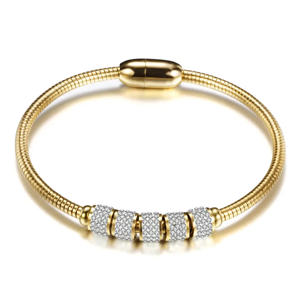 18K Gold Plated Crystal Buckle Bracelet for Women