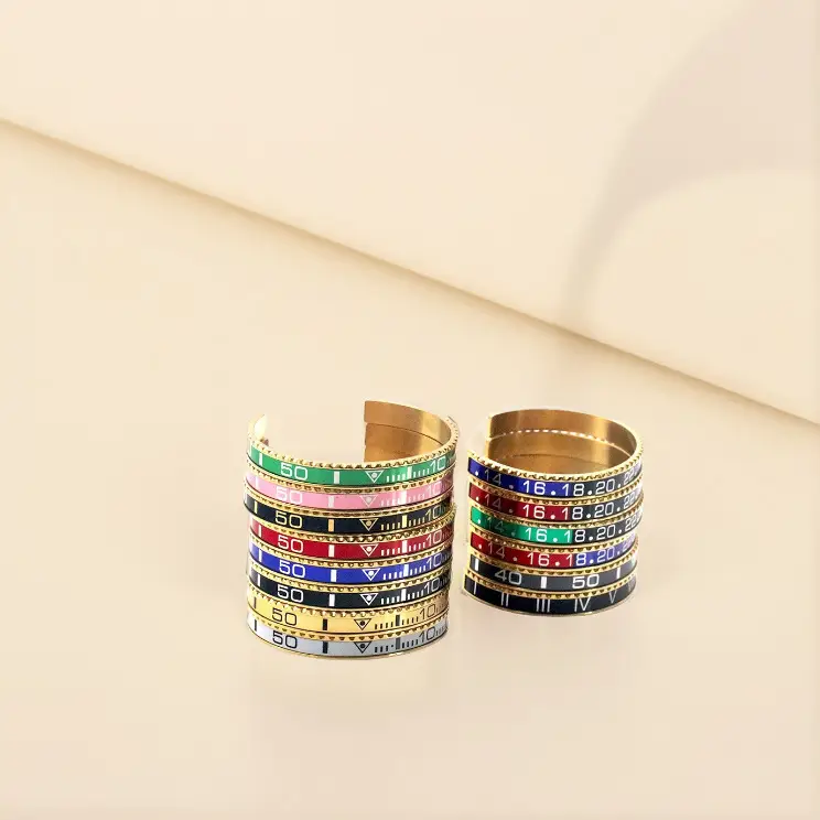 Adjustable C-Bracelets with Roman Numeral Design