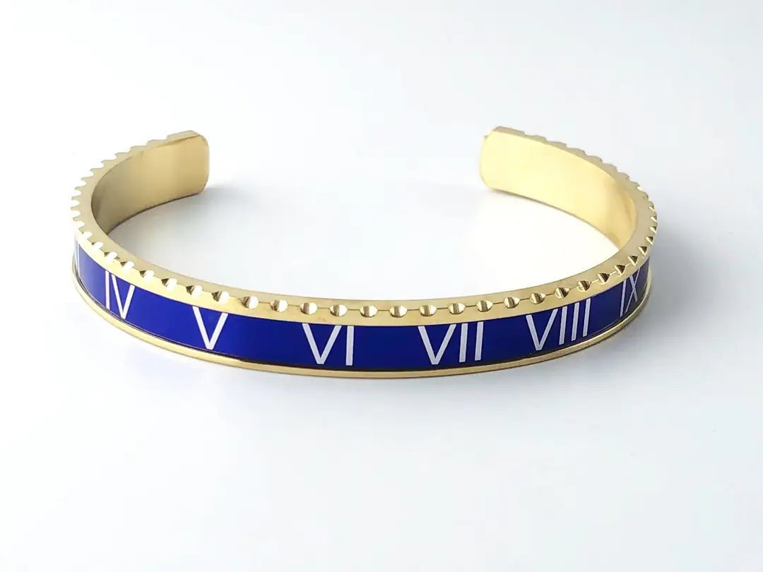 Adjustable C-Bracelets with Roman Numeral Design