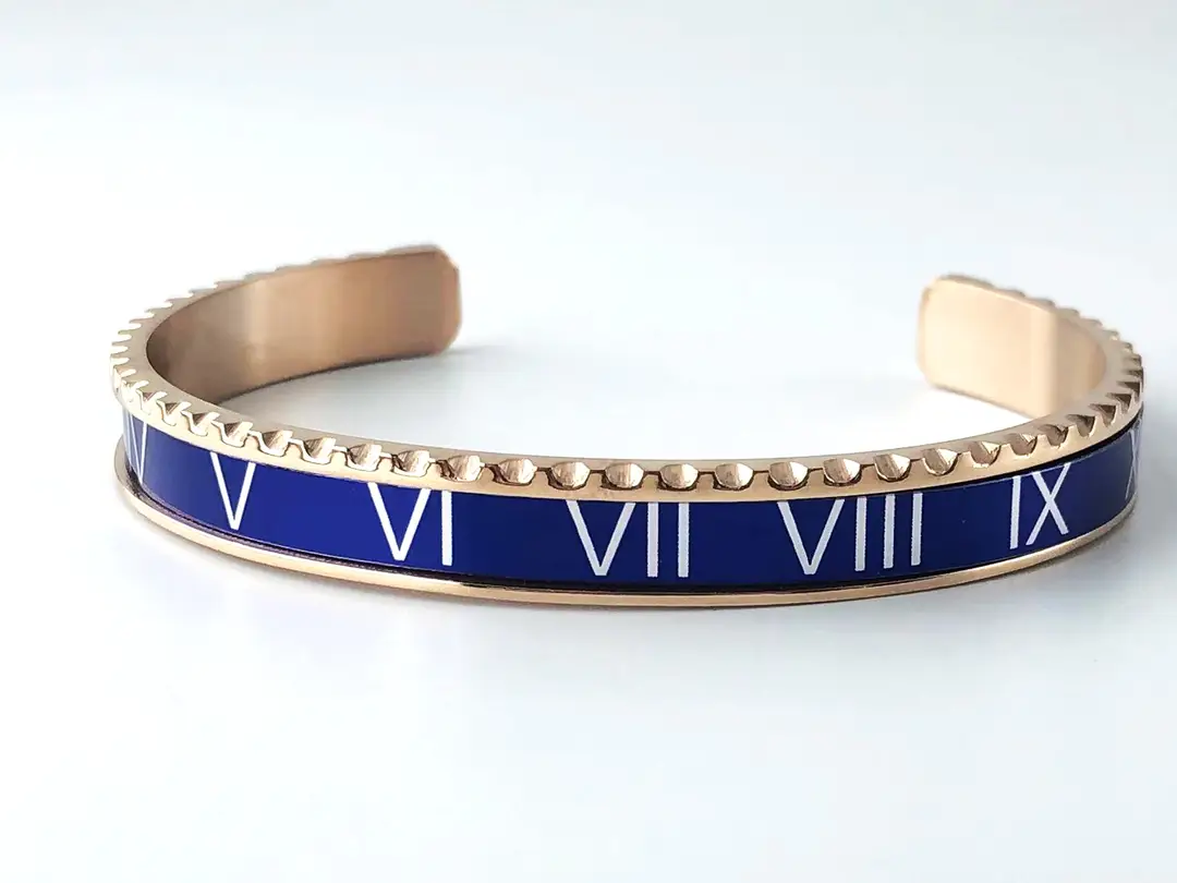 Adjustable C-Bracelets with Roman Numeral Design