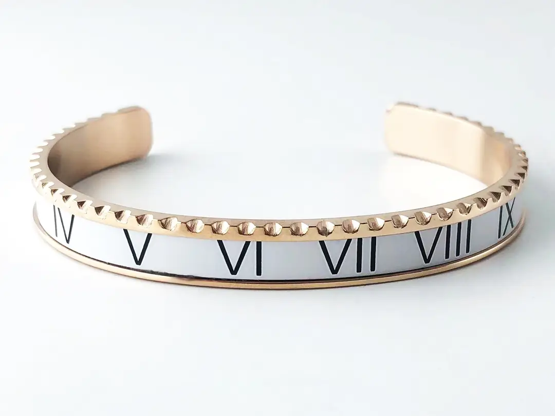 Adjustable C-Bracelets with Roman Numeral Design