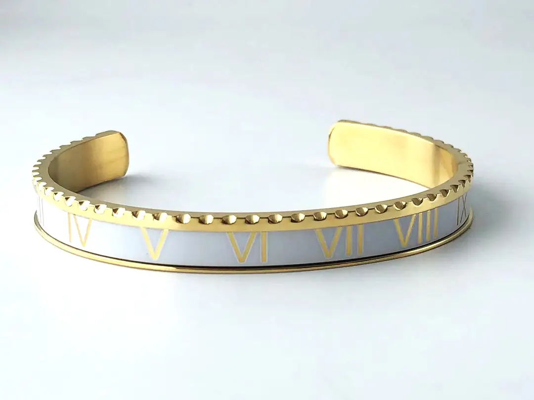 Adjustable C-Bracelets with Roman Numeral Design