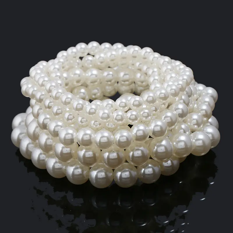 Multi Layer Pearl Bracelet Beige Luxury Pakistani Women