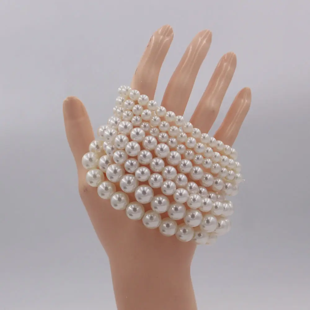 Multi Layer Pearl Bracelet Beige Luxury Pakistani Women