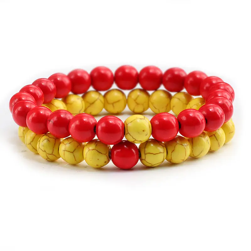 Black Marble Beaded Bracelet Set with Color Options
