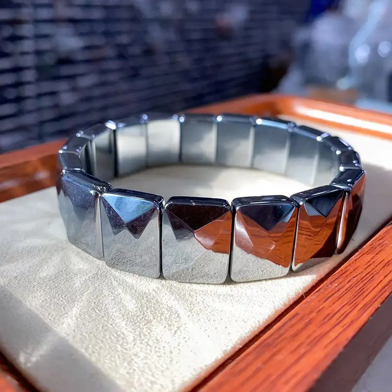 Modern Geometric Silver Bracelet for Men Women