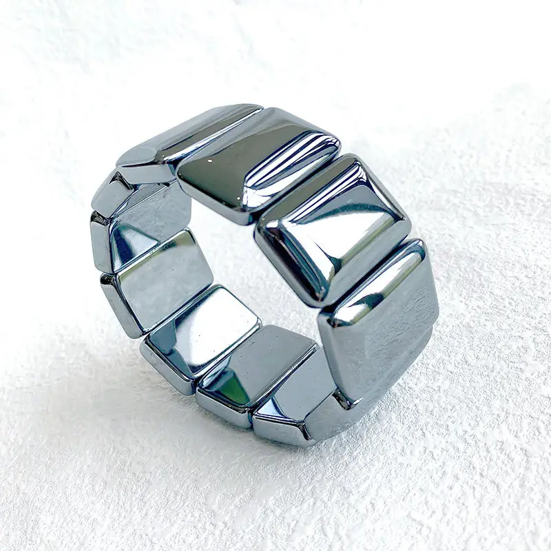Modern Geometric Silver Bracelet for Men Women