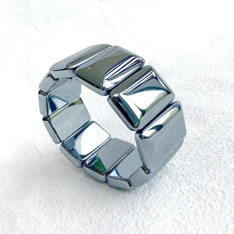Modern Geometric Silver Bracelet for Men Women