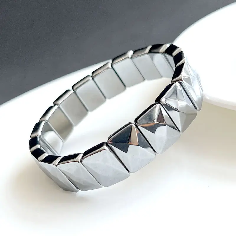 Modern Geometric Silver Bracelet for Men Women