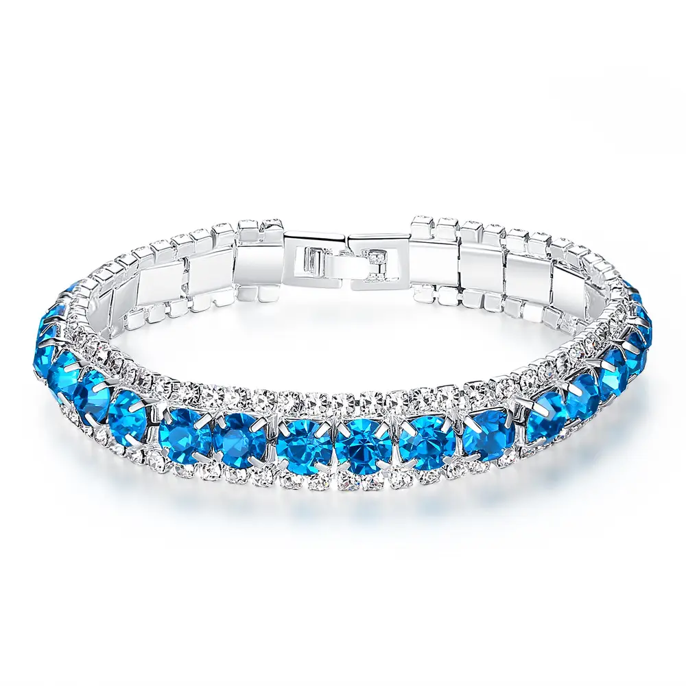 Blue Crystal Bracelet for Women Wedding Office Daily Wear