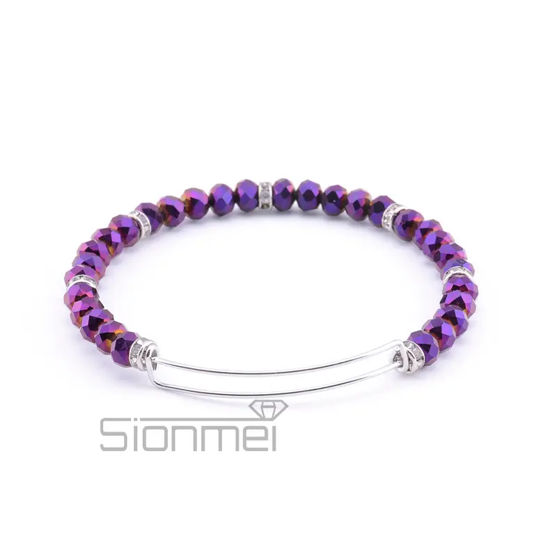 Purple Crystal Push-Pull Bracelet for Women