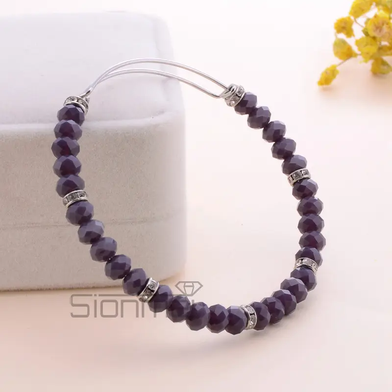 Purple Crystal Push-Pull Bracelet for Women