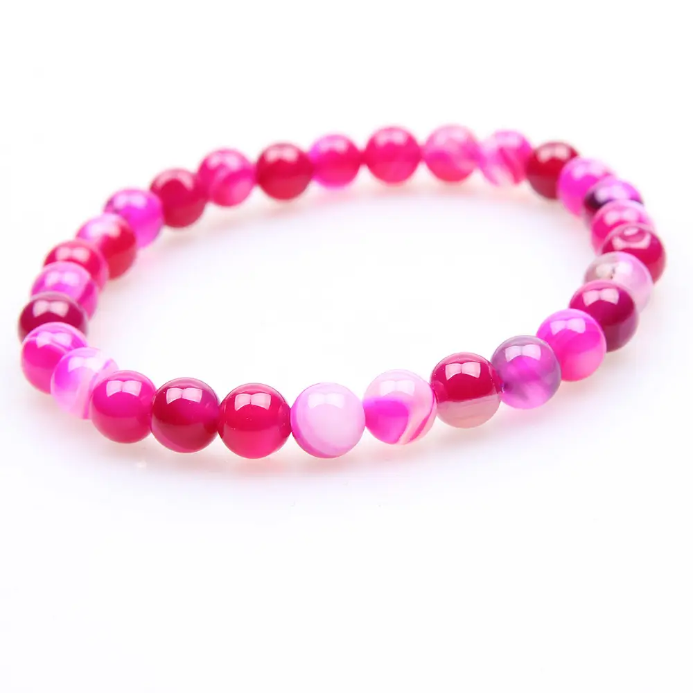 Rose Red Agate Bracelet Beads Set for Women