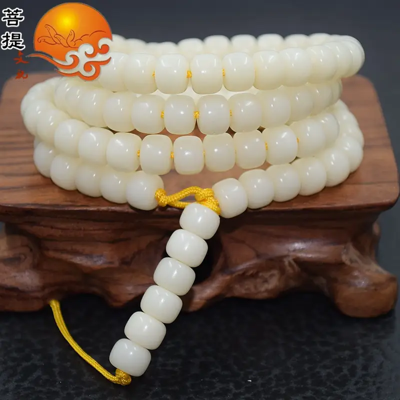 White Jade Bodhi Root Mala for Women Daily Wear