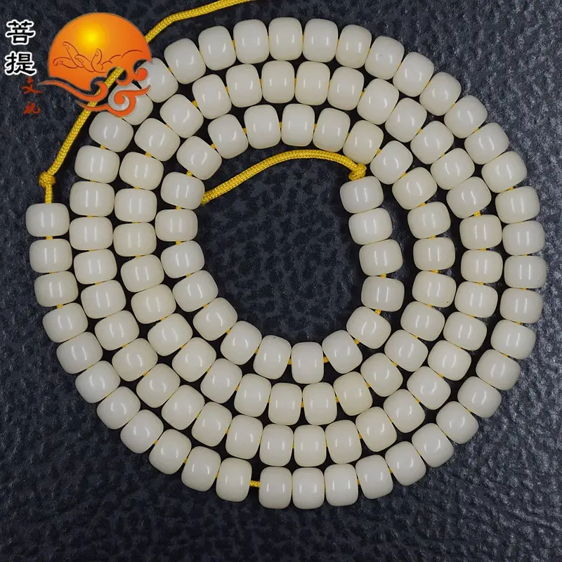 White Jade Bodhi Root Mala for Women Daily Wear