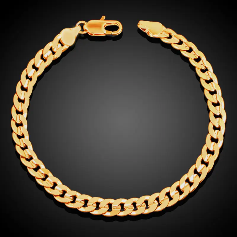 Gold Plated Cuban Link Bracelet for Men