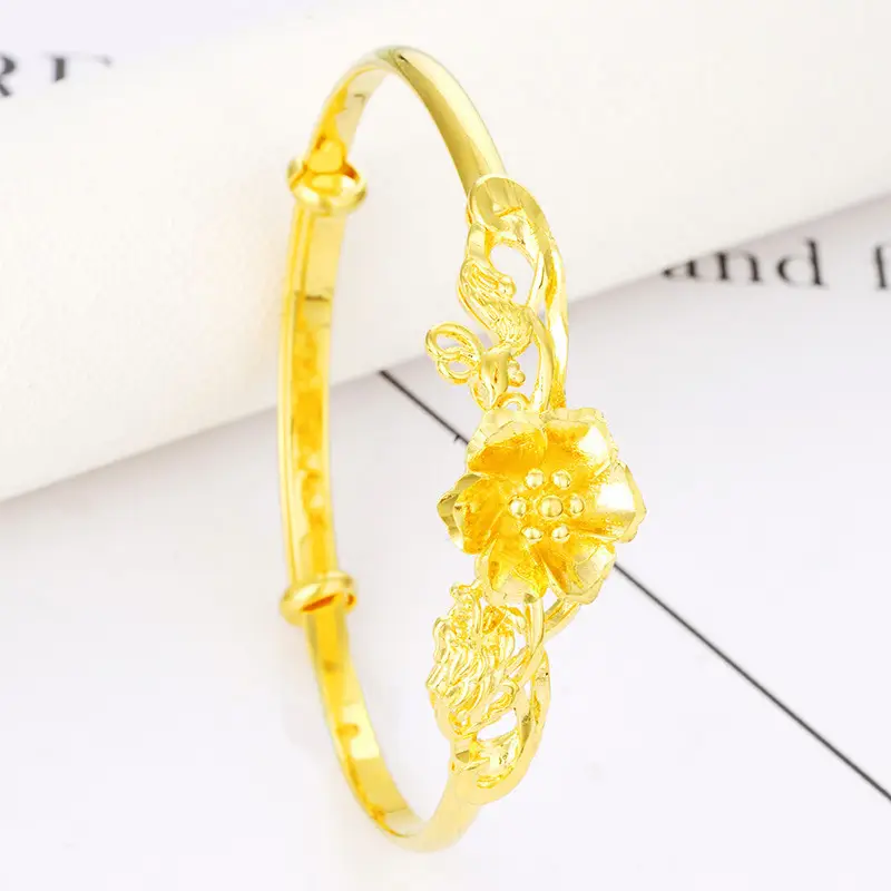 Gold Plated Dragon Phoenix Sunflower Bracelets for Women