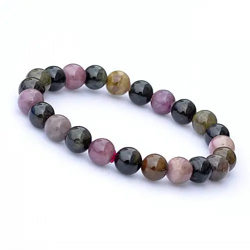 Natural Tourmaline Bracelet 5-10mm Pink Black Earthy