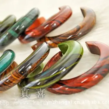 Handcrafted Mango Wood Bracelets in Red Green Yellow Blue