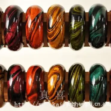 Handcrafted Mango Wood Bracelets in Red Green Yellow Blue