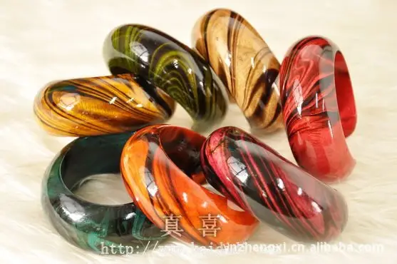 Handcrafted Mango Wood Bracelets in Red Green Yellow Blue