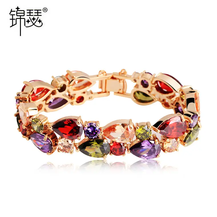 Rainbow Zircon Bracelet Rose Gold Pakistani Women