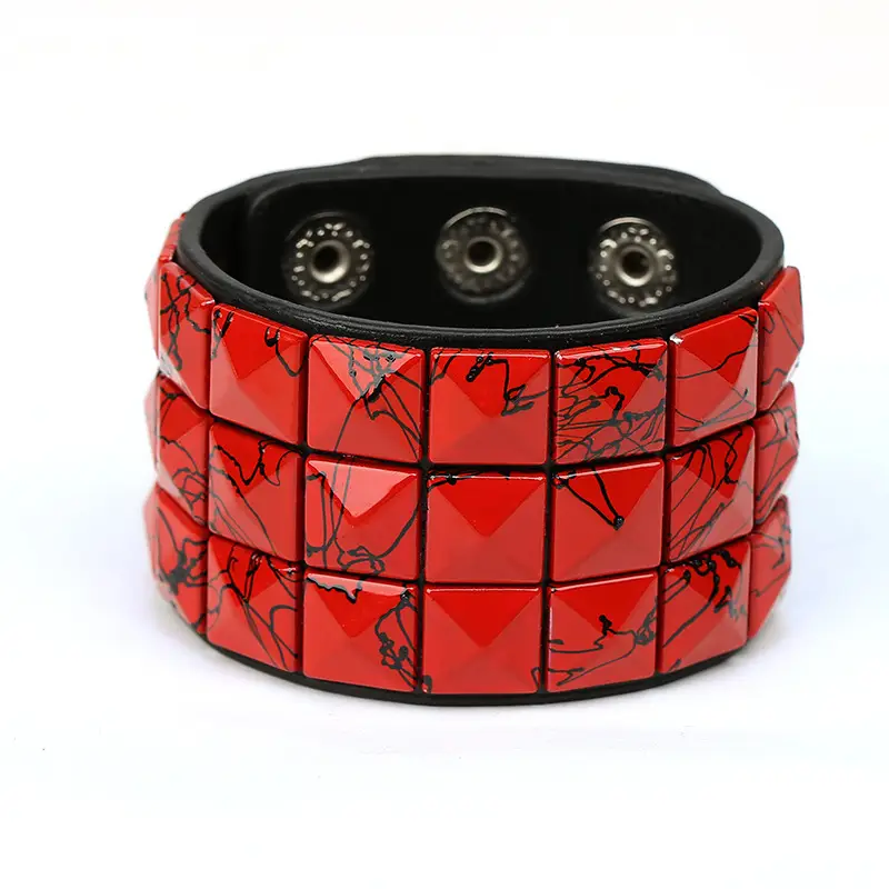 Multicolor Pyramid Stud Bracelet for Men