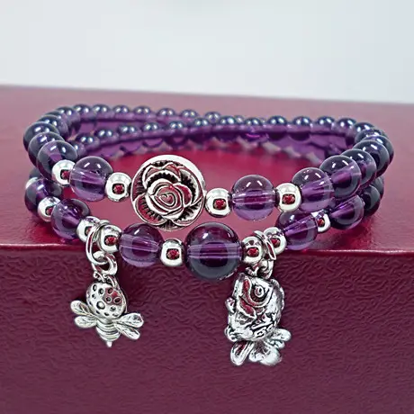 Frosted Crystal Baby Elephant Bracelet for Women