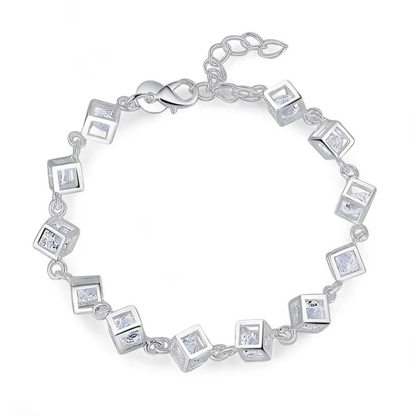 Silver Plated Cubic Zirconia Bracelet for Women