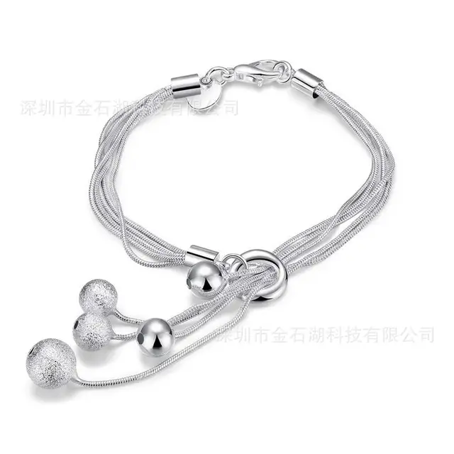 Silver Plated O-Shaped Bracelet with Sand Beads for Women