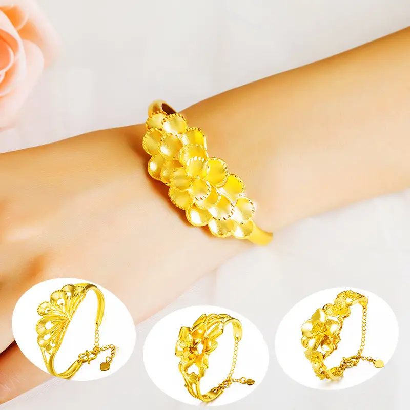 Gold Plated Floral Bracelet for Women