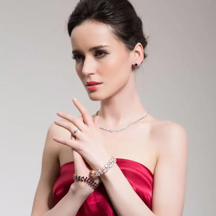 Women Rose Gold Zircon Banquet Bracelet for Weddings Parties