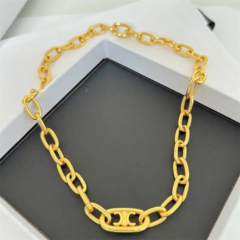 Gold Plated Arc de Triomphe Chain Necklace for Women
