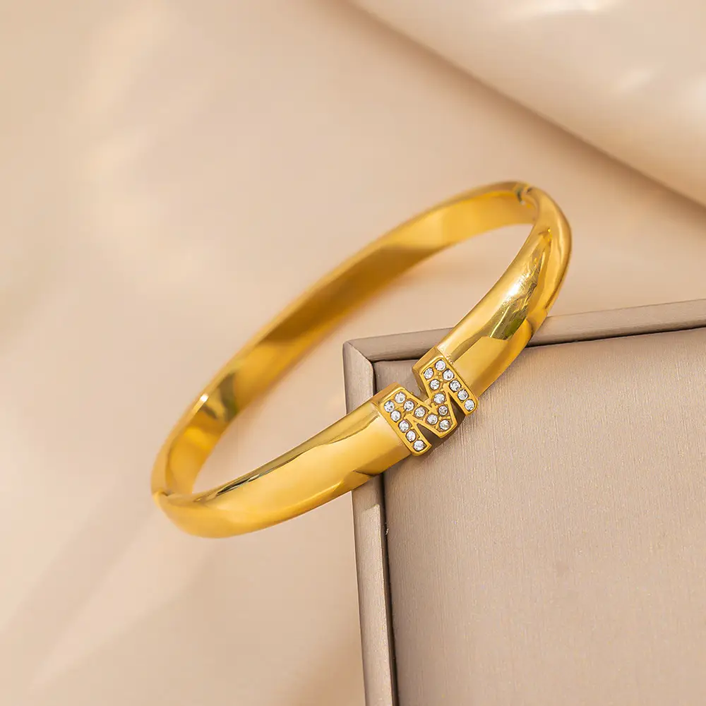Stainless Steel Bracelets with Diamond Accents for Women