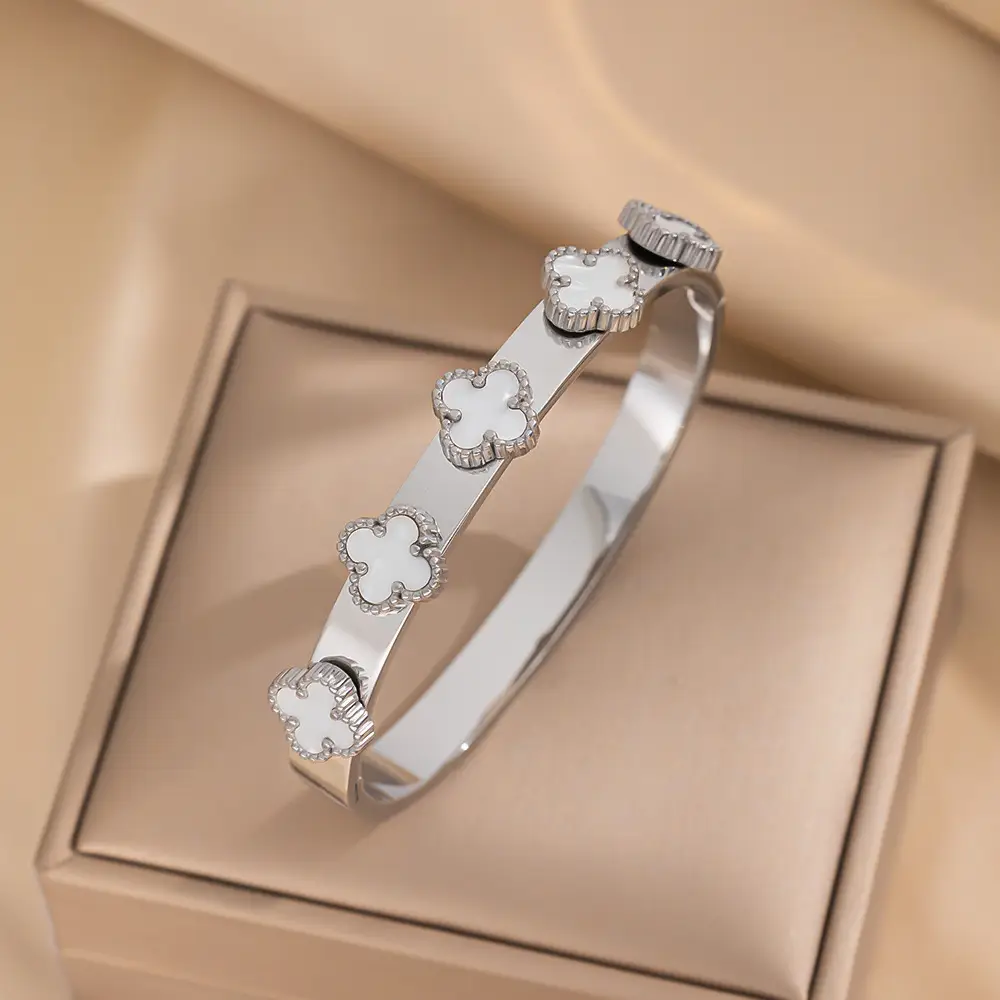 Stainless Steel Bracelets with Diamond Accents for Women